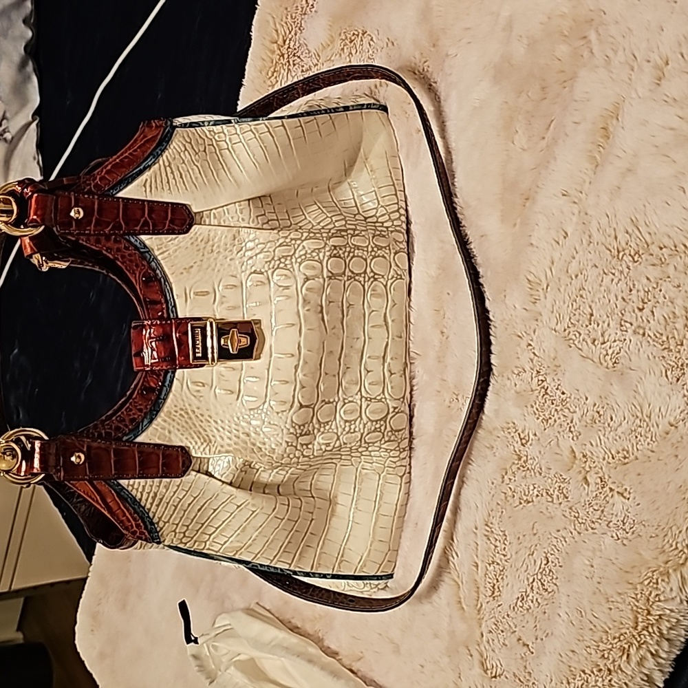 Brahmin Ivory and Mahogany Croc-Embossed Hobo - Picture 11 of 11